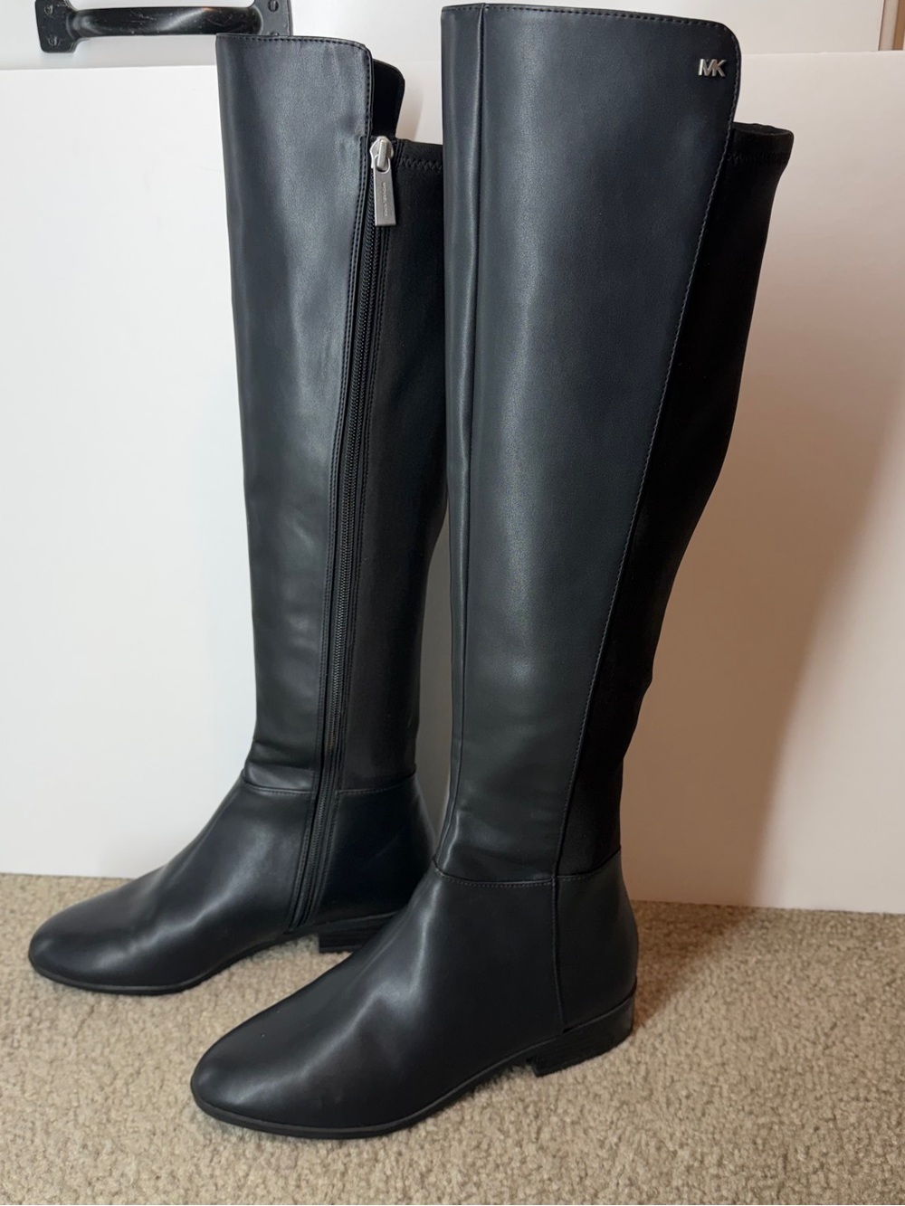 MICHAEL Michael Kors Bromley Black Leather Over-the-Knee Flat Riding Boots 7